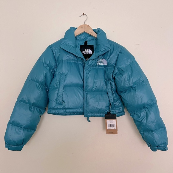 Women’s The North Face Cropped Nuptse in Storm Blue, Size XS - Picture 1 of 6